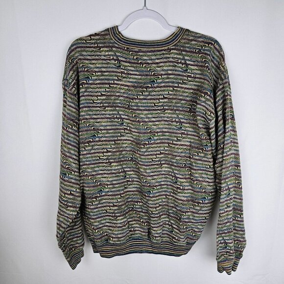 Jhane Barnes Men Large Knit Sweater Coogi Bill Cosby style Crewneck Abstract - Picture 5 of 7